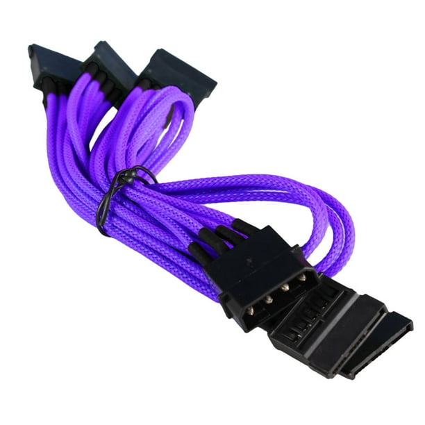 BattleBorn 4-Pin Molex to 5 x SATA Cable Cord Premium Sleeved Braided Adapter PC Computer BattleBorn 4-Pin Molex to 5 x SATA Cable Cord Premium Sleeved Braided Adapter PC Computer